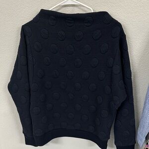 Anthropologie Postmark Navy Blue Textured Dot Crewneck Sweater